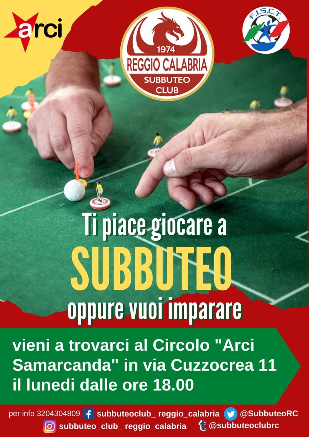 Immagine del gioco subbuteo e informazioni necessarie per iscriversi o avere informazioni in merito.