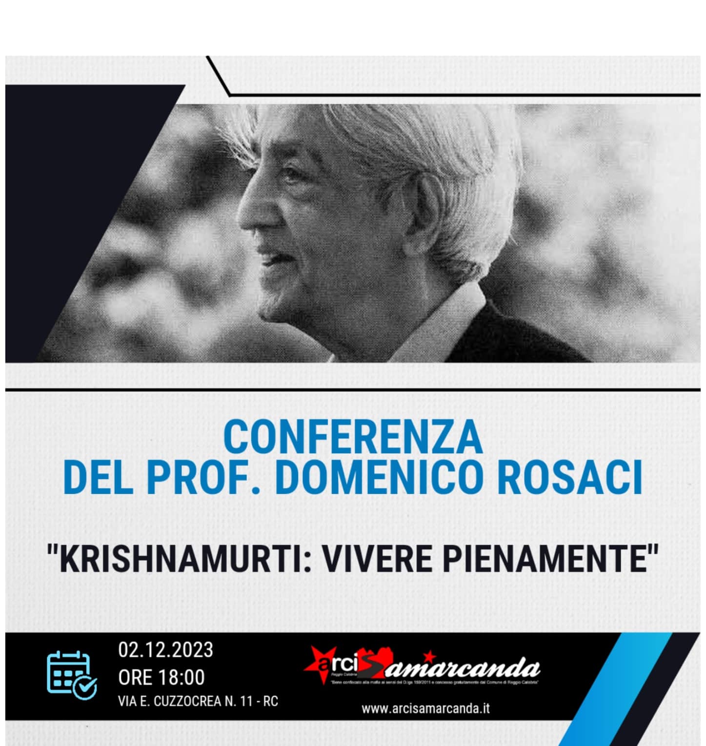 Conferenza dal titolo: "Krishnamurti: vivere pienamente"