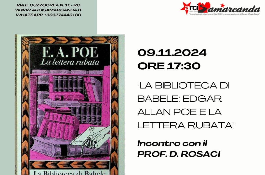 Incontro con il Prof. Domenico Rosaci: "La biblioteca di Babele: Edgar Allan Poe e la lettera rubata".