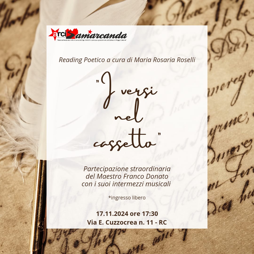 Reading Poetico dal titolo "I versi nel cassetto", a cura di Maria Rosaria Roselli