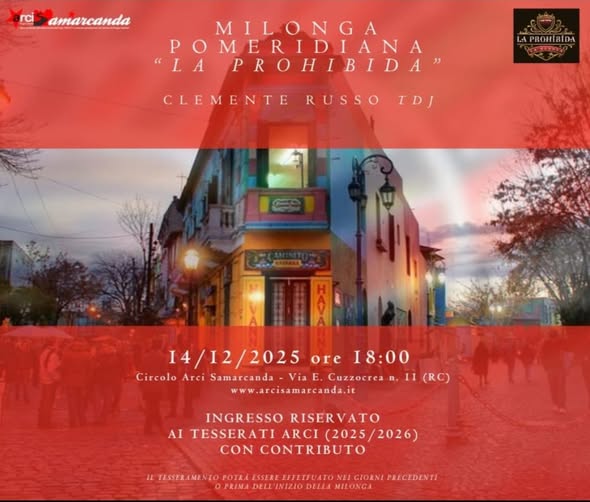 14 Dicembre 2025 – Milonga di Tango argentino al Circolo Samarcanda