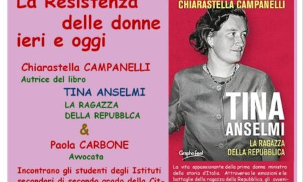 20 APRILE 2026 – La Resistenza delle Donne di ieri e di oggi. IncontrARCI con l’Autore: Chiarastella Campanelli e “Tina Anselmi, la ragazza della Repubblica”.